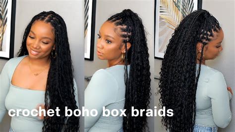 boho box braids crochet|The Easiest Crochet Boho Box Braids Tutorial w/ Human Hair.